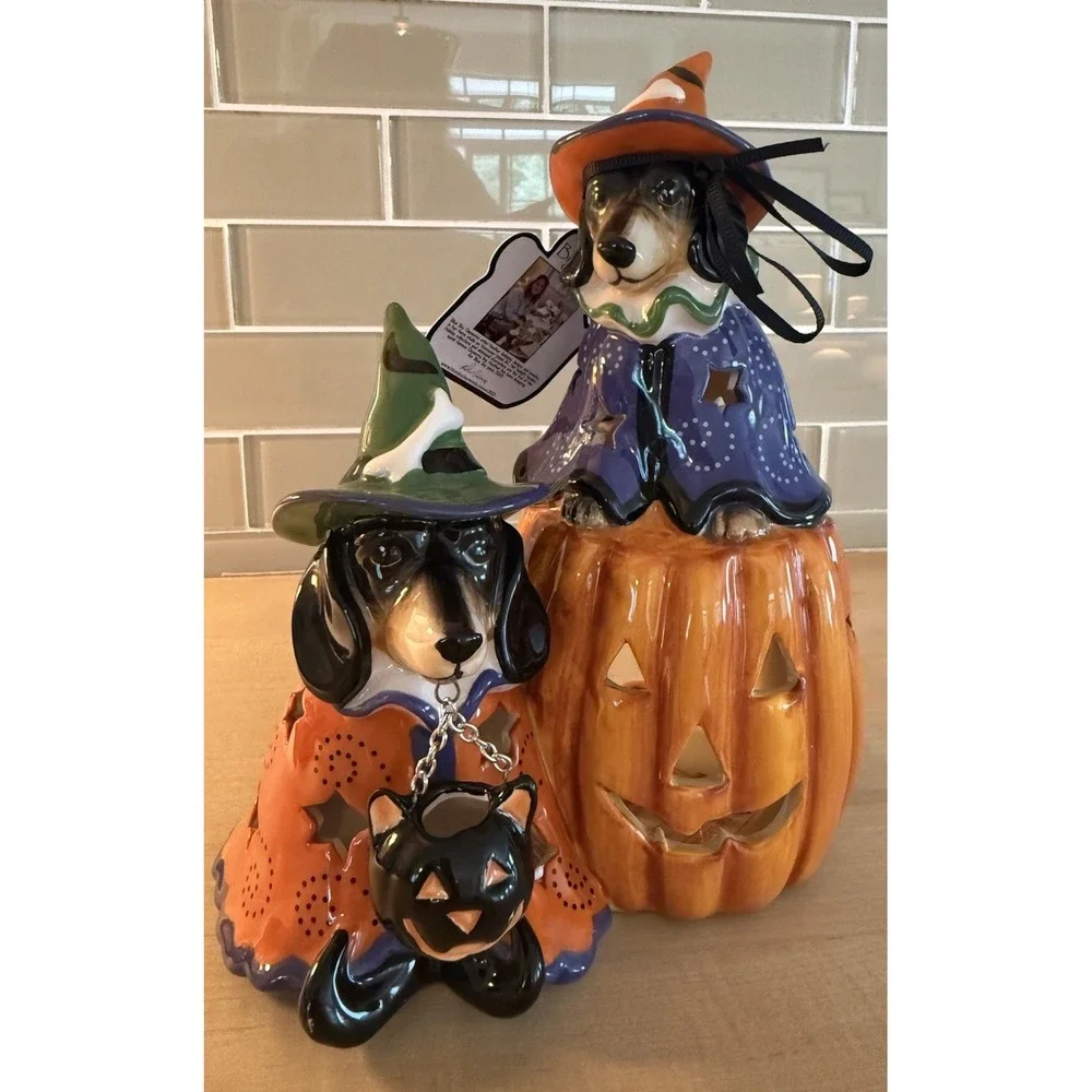 Blue Sky Clayworks Harry & Hermione Dachshund Witch Dogs Heather Goldminc New